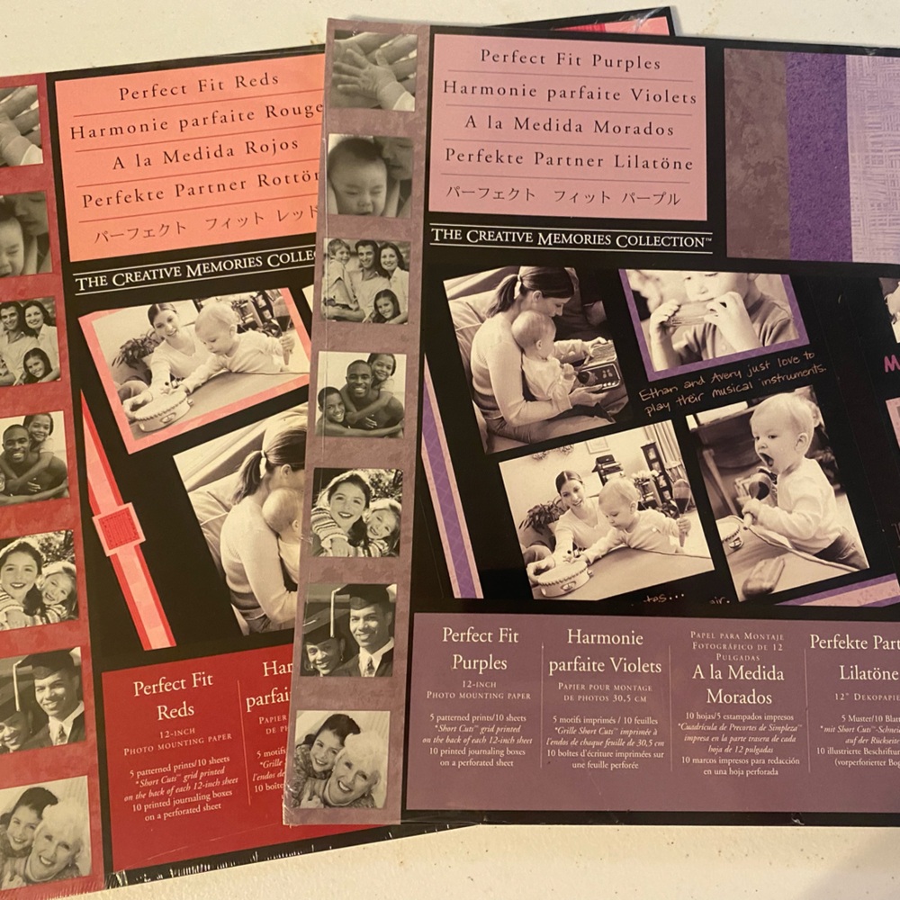 Creative Memories Perfect Fit Scrapbook Paper - Red and Purple